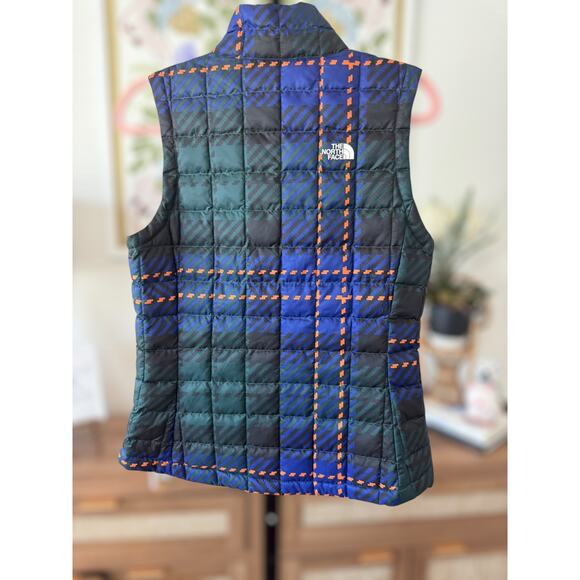 NWT The North Face Plaid Printed ThermoBall Eco Vest Blue Green Womens Sze Small - Picture 6 of 13